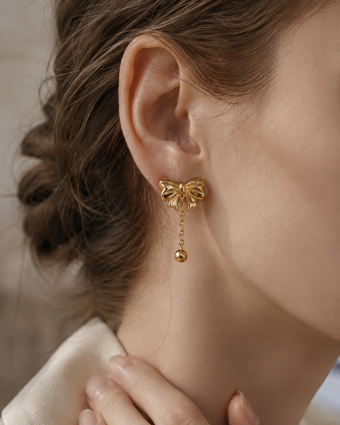 Styled view of Amelie Bow Jewelry Set by Zodiglow