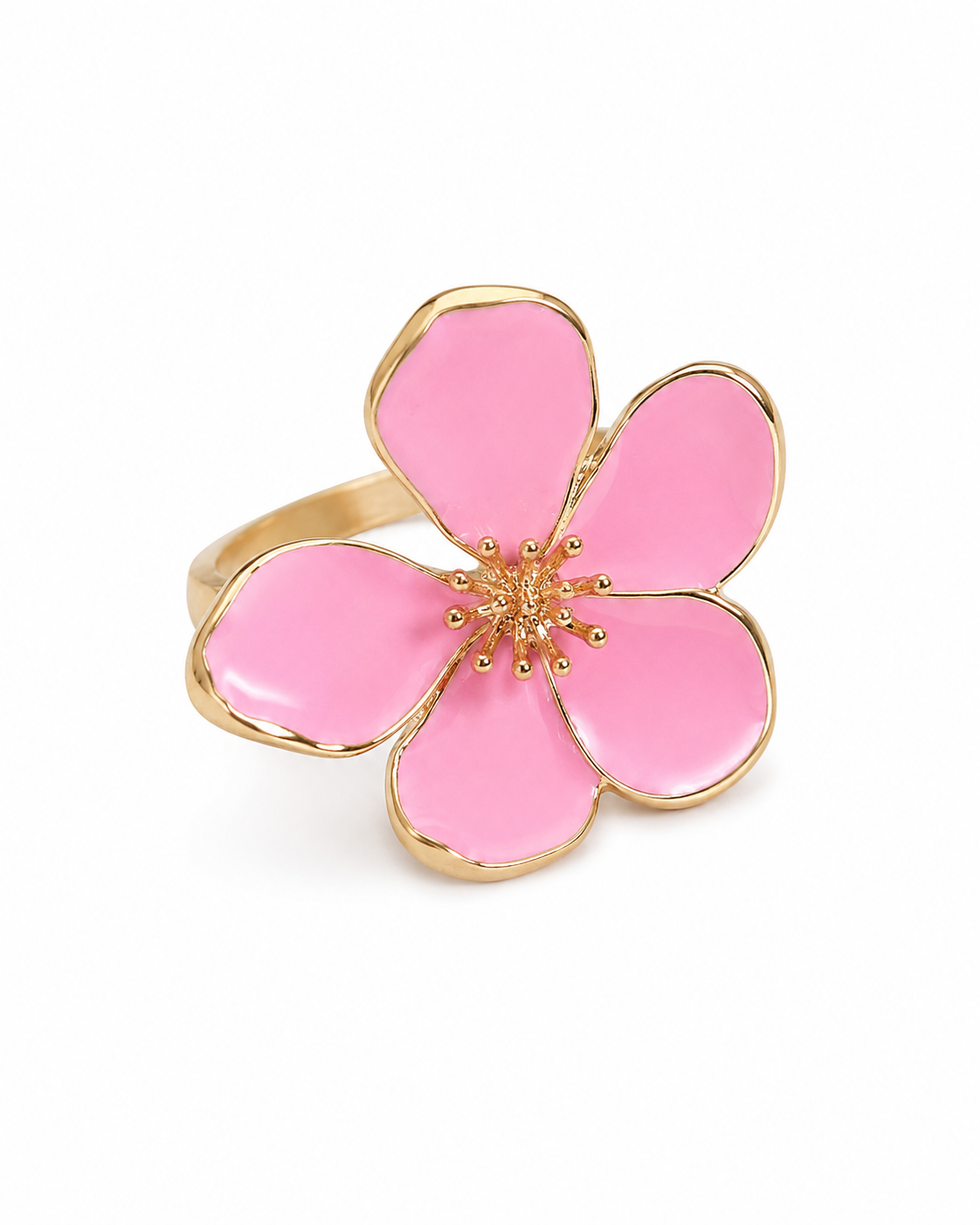 Close-up view of Amelie Enamel Bloom Ring by Zodiglow