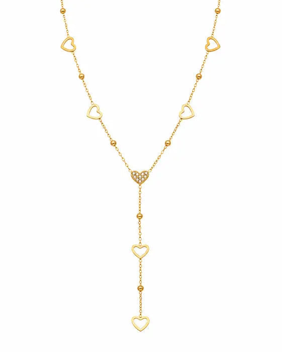 Front view of Amora Heart Cascade Zircon Necklace by Zodiglow