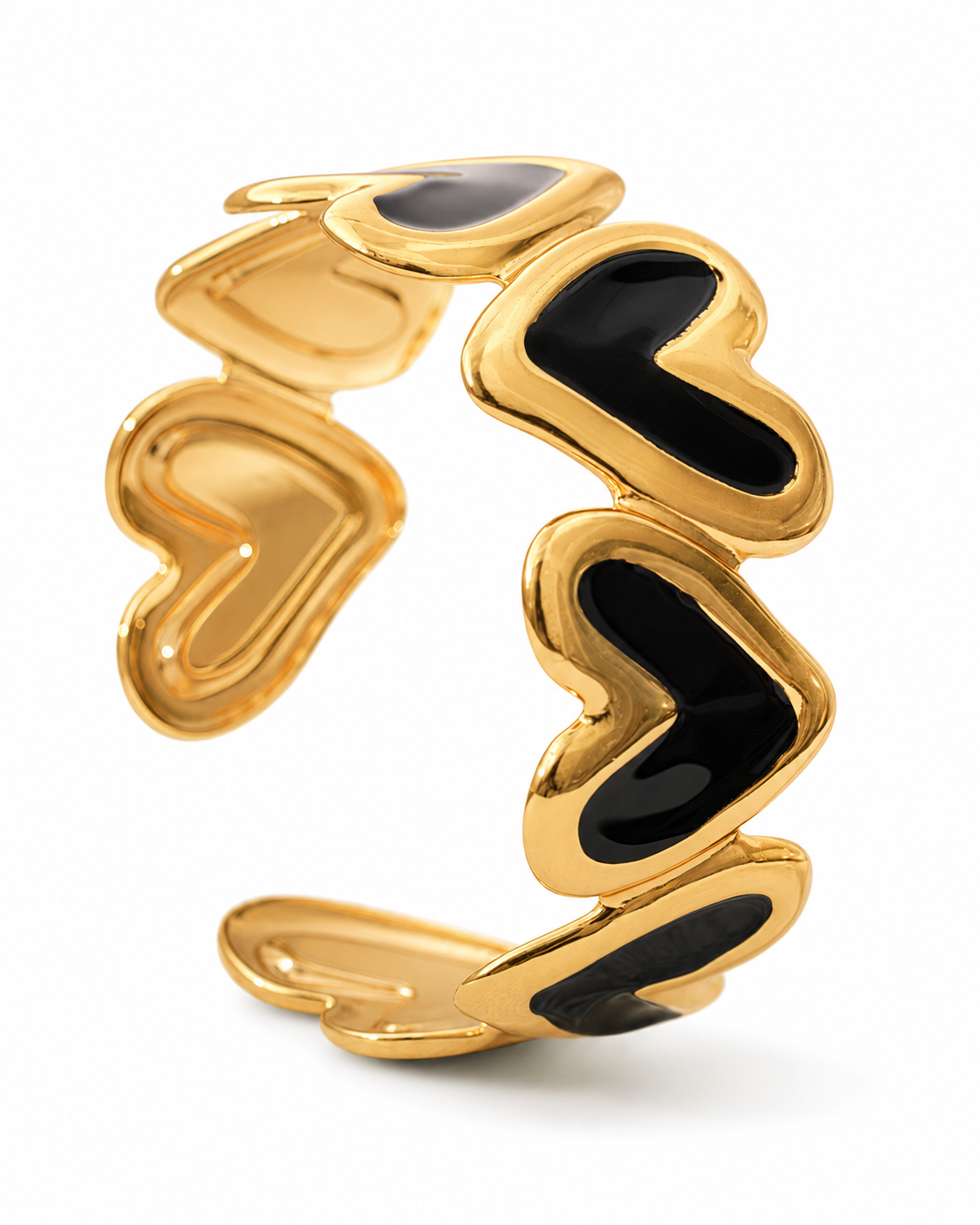 Close-up view of Amora Heart Cuff Bracelet by Zodiglow