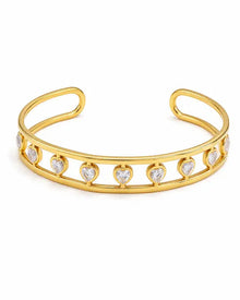 Front view of Amora Heart Gold Cuff Bracelet by Zodiglow