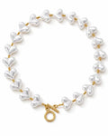 Front view of Amora Heart Pearl Collar Necklace by Zodiglow