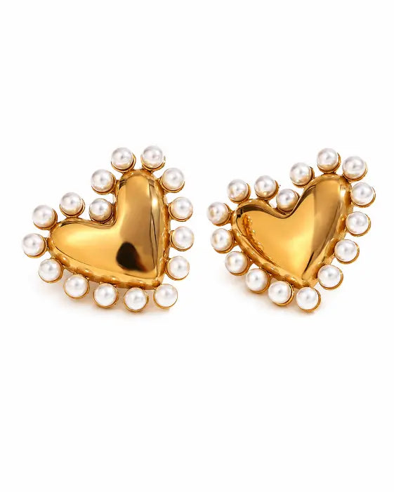 Amora Pearl Heart Stud Earrings