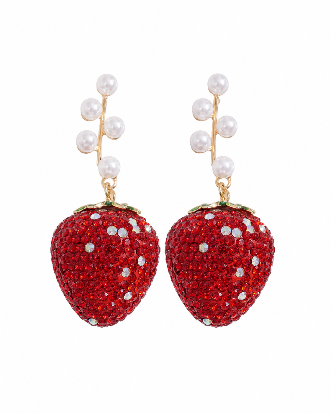 Front view of Amora Strawberry Drop Earrings by Zodiglow