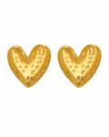 Front view of Amora Textured Heart Earrings by Zodiglow