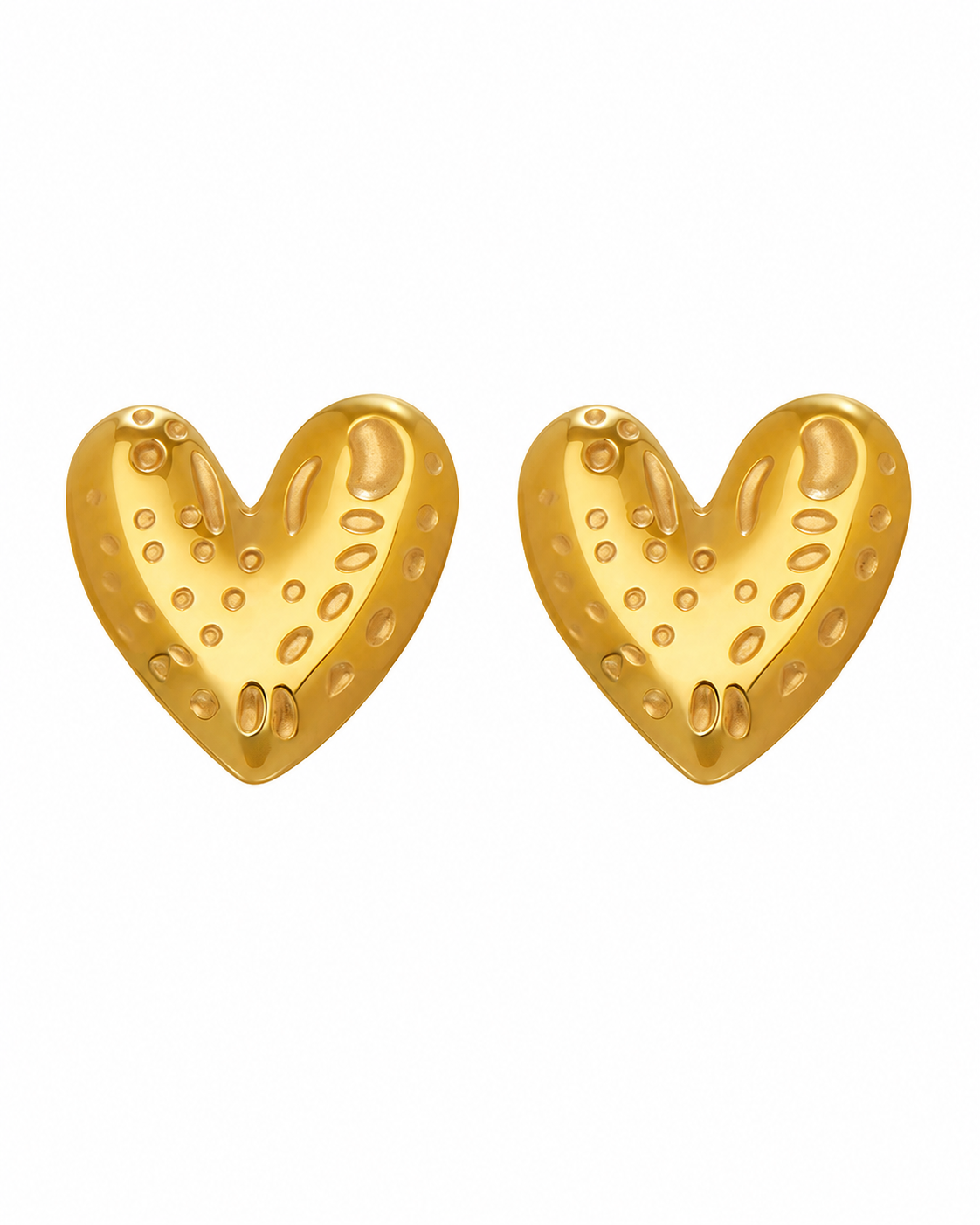 Front view of Amora Textured Heart Earrings by Zodiglow