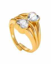 Alternate view of Amora Twin Heart Zircon Ring by Zodiglow