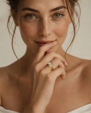 Detail view of Amora Twin Heart Zircon Ring by Zodiglow