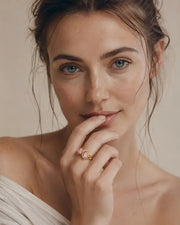 Side view of Amora Twin Heart Zircon Ring by Zodiglow