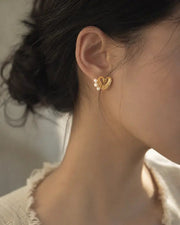 Alternate view of Amorette Freshwater Pearl Heart Stud Earrings by Zodiglow