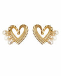 Front view of Amorette Freshwater Pearl Heart Stud Earrings by Zodiglow