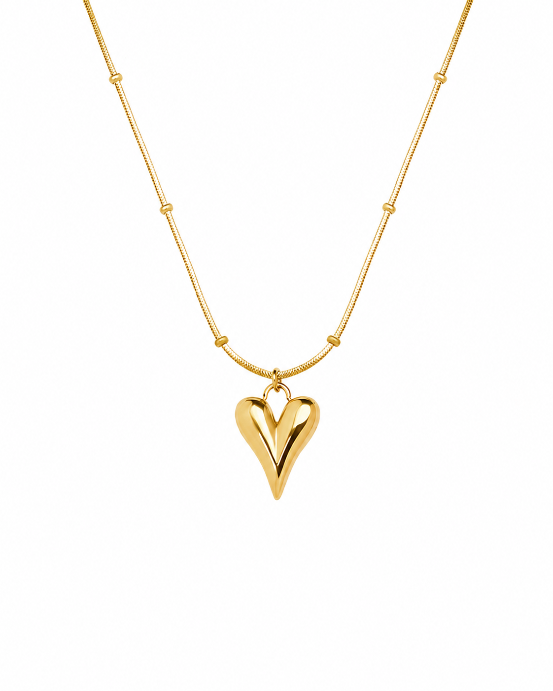 Front view of Amorette Sculpted Heart Pendant Necklace by Zodiglow