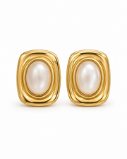 Close-up view of Lumière Sculptural Stud Earrings by Zodiglow
