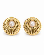 Detail view of Lumière Sculptural Stud Earrings by Zodiglow