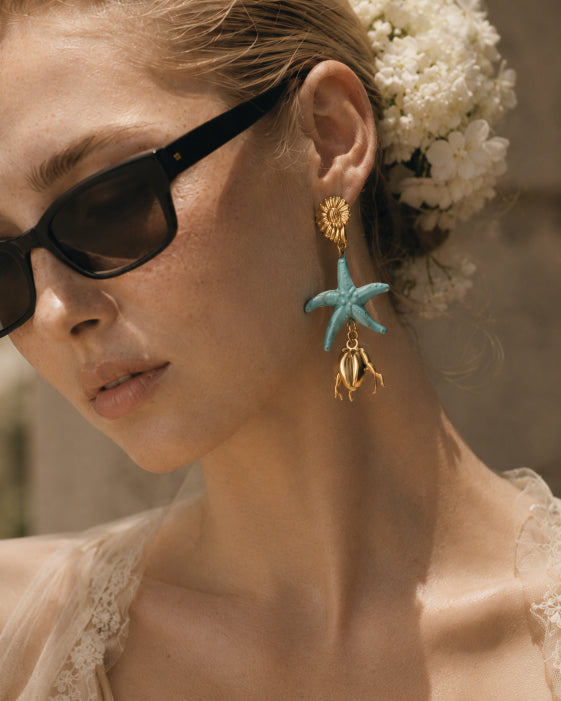 Alternate view of Aqua Cove Starfish Drop Earrings by Zodiglow