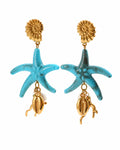 Front view of Aqua Cove Starfish Drop Earrings by Zodiglow