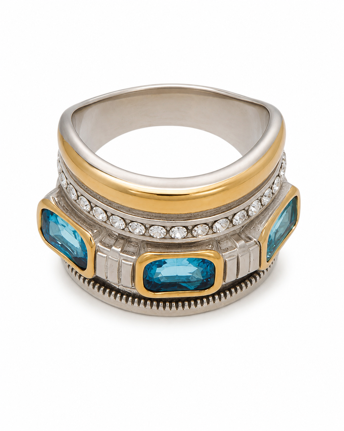Detail view of Aria Zircon Statement Rings by Zodiglow