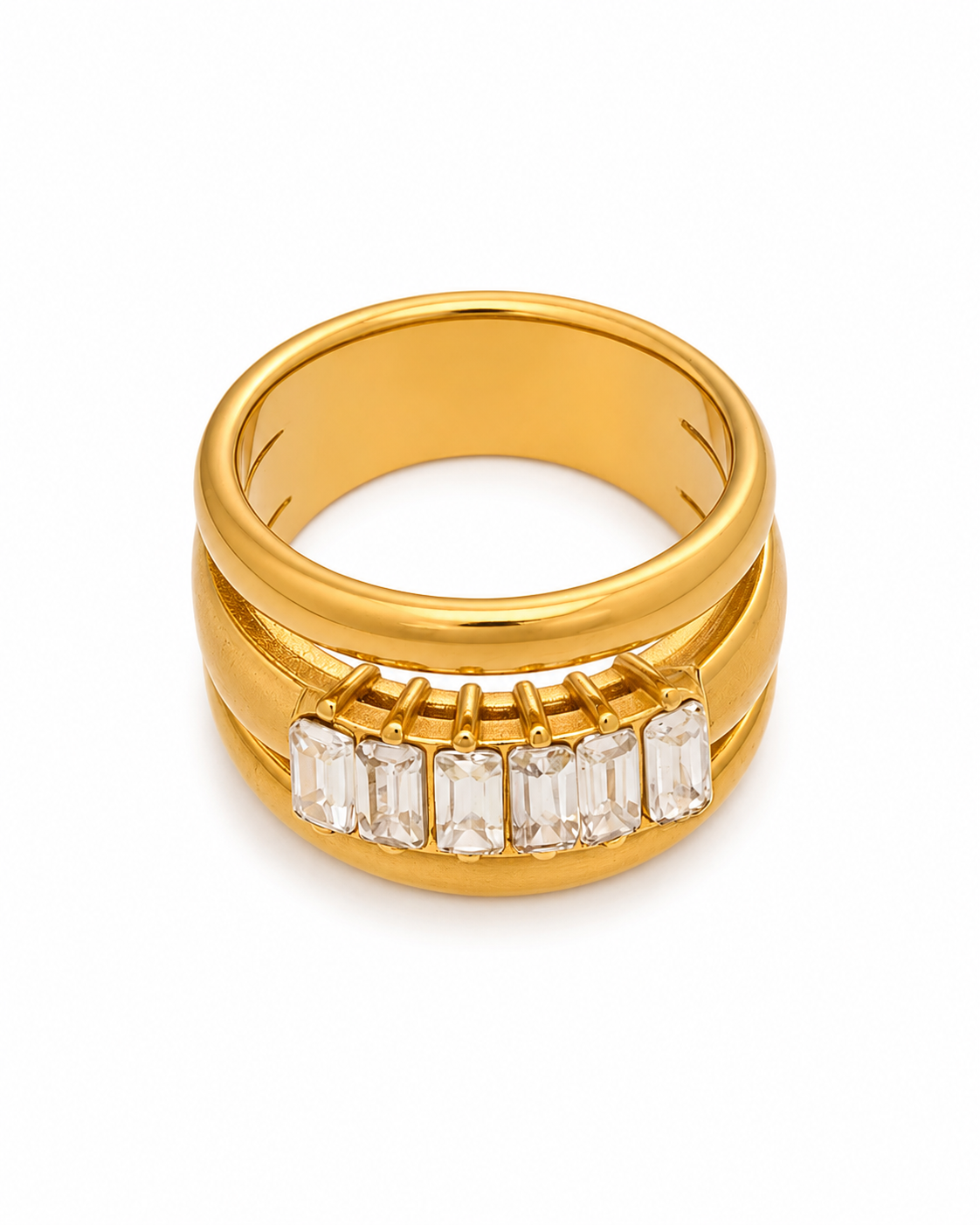 Front view of Aria Zircon Statement Rings by Zodiglow