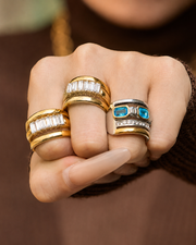 Side view of Aria Zircon Statement Rings by Zodiglow