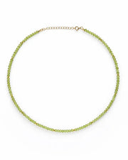 Front view of August Birthstone Peridot Beaded Necklace by Zodiglow