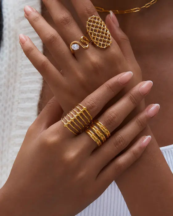 Alternate view of Aurea Muse 4-Piece Stackable Ring Set by Zodiglow