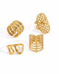 Front view of Aurea Muse 4-Piece Stackable Ring Set by Zodiglow
