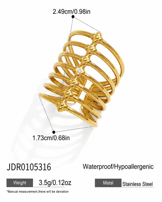 Side view of Aurea Muse 4-Piece Stackable Ring Set by Zodiglow