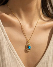 Alternate view of Aurelia Azure Orbit Pendant Necklace by Zodiglow