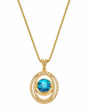 Front view of Aurelia Azure Orbit Pendant Necklace by Zodiglow