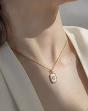 Alternate view of Aurelia Baguette Pavé Pendant Necklace by Zodiglow