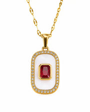 Front view of Aurelia Baguette Pavé Pendant Necklace by Zodiglow
