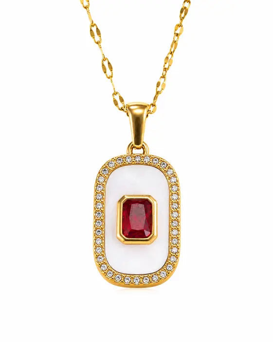 Front view of Aurelia Baguette Pavé Pendant Necklace by Zodiglow