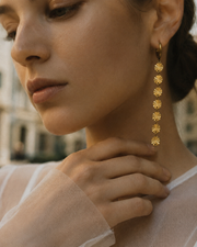 Alternate view of Aurelia Disc Drop Hoop Earrings by Zodiglow
