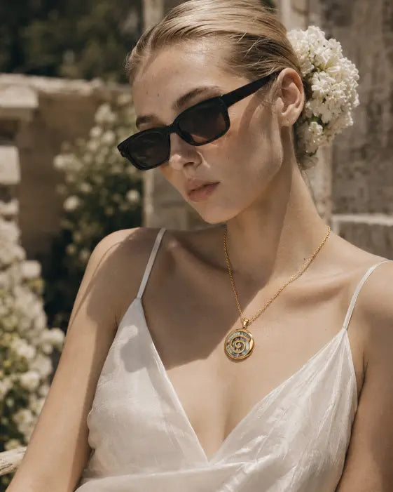 Alternate view of Aurelia Gold Spiral Shell Necklace by Zodiglow