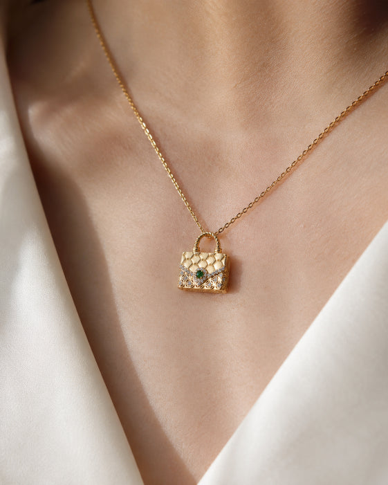 Alternate view of Aurelia Jade Purse Pendant Necklace by Zodiglow