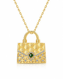 Front view of Aurelia Jade Purse Pendant Necklace by Zodiglow