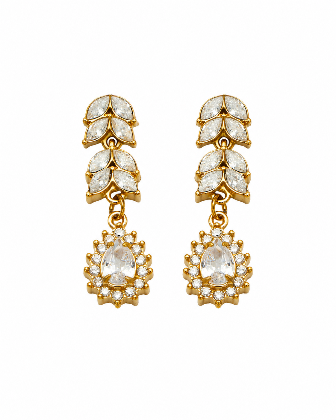 Front view of Aurelia Leaf Zircon Bracelet & Earrings by Zodiglow