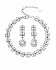 Styled view of Aurelia Leaf Zircon Bracelet & Earrings by Zodiglow