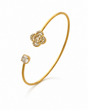 Close-up view of Aurelia Nature Motif Zircon Open Cuff Bracelet Collection by Zodiglow