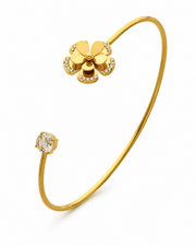 Detail view of Aurelia Nature Motif Zircon Open Cuff Bracelet Collection by Zodiglow