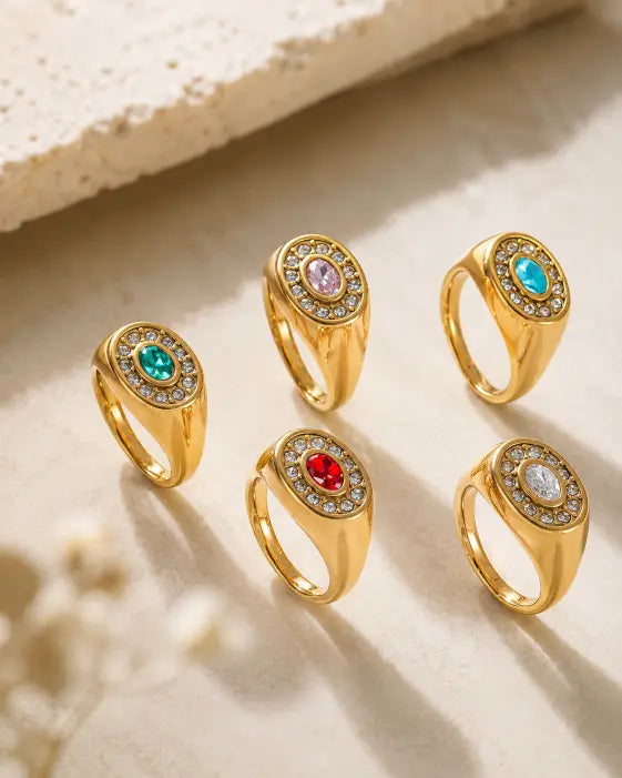 Alternate view of Aurelia Oval Halo Zircon Signet Ring by Zodiglow