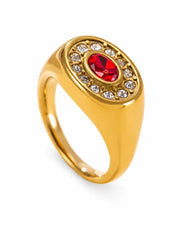 Styled view of Aurelia Oval Halo Zircon Signet Ring by Zodiglow