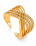 Front view of Aurelia Pavé Crossover Open Ring by Zodiglow