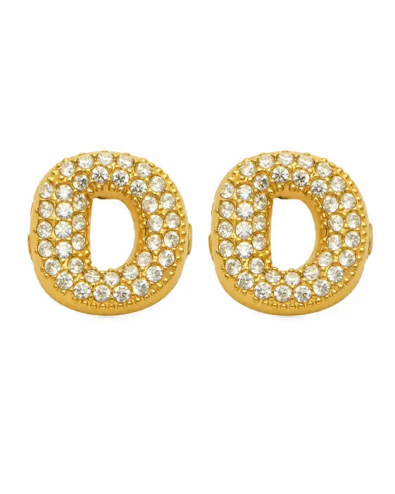 Close-up view of Aurelia Pavé Initial Stud Earrings by Zodiglow