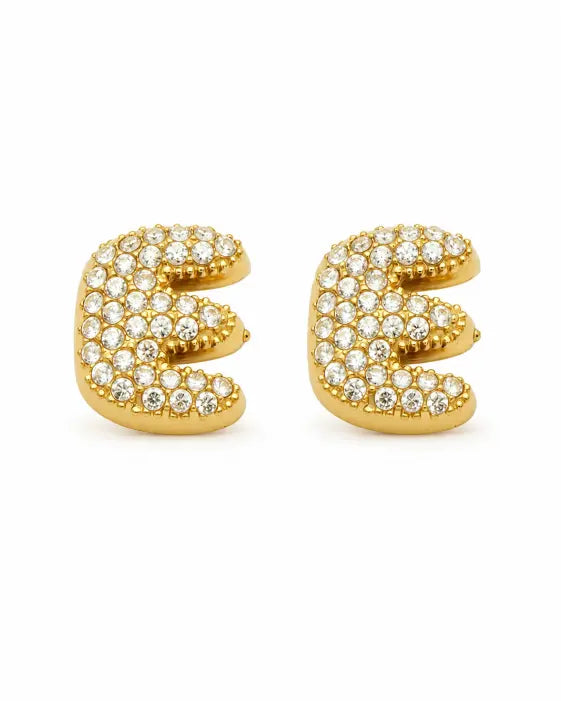Styled view of Aurelia Pavé Initial Stud Earrings by Zodiglow