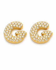 Additional view 8 of Aurelia Pavé Initial Stud Earrings by Zodiglow