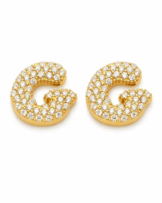 Additional view 8 of Aurelia Pavé Initial Stud Earrings by Zodiglow