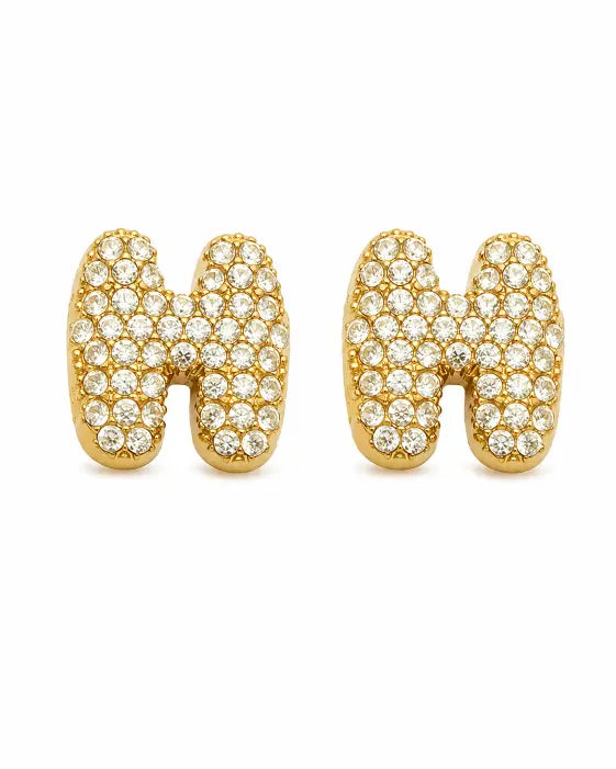 Additional view 9 of Aurelia Pavé Initial Stud Earrings by Zodiglow
