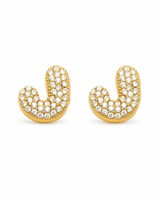 Additional view 11 of Aurelia Pavé Initial Stud Earrings by Zodiglow