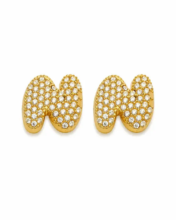 Additional view 15 of Aurelia Pavé Initial Stud Earrings by Zodiglow